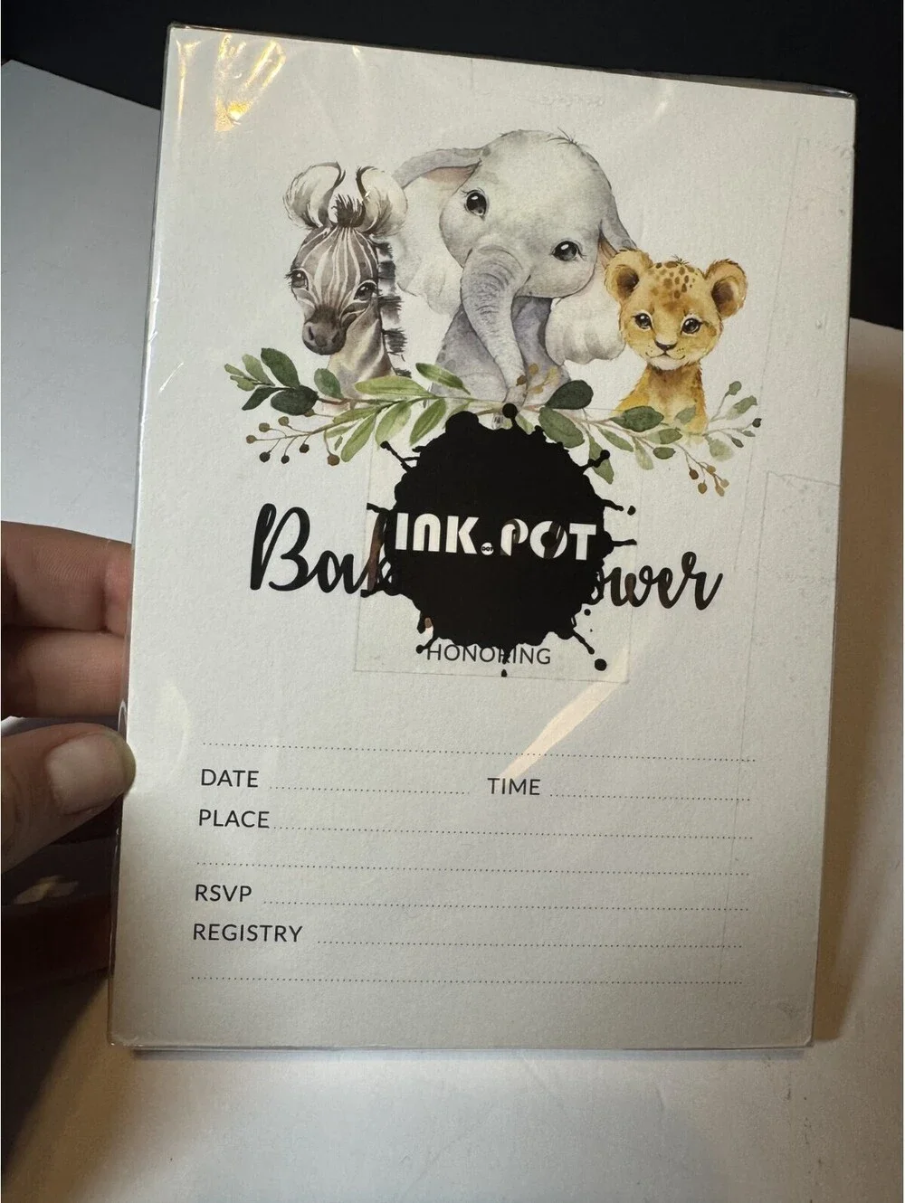 Ink Dot Pot Baby Shower Invitations Pack of 30 - Baby Jungle Animals